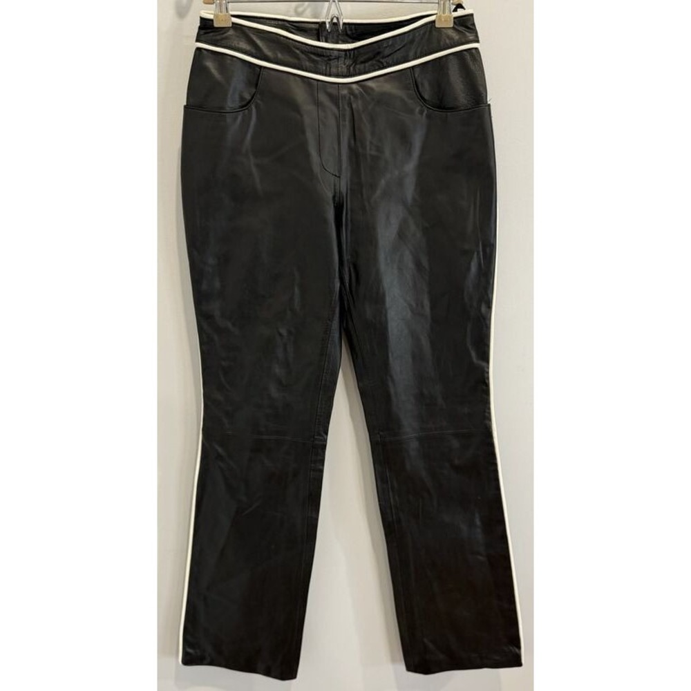 Wilsons Leather Maxima Black Pants White Trim New Moto Biker New Y2K 8